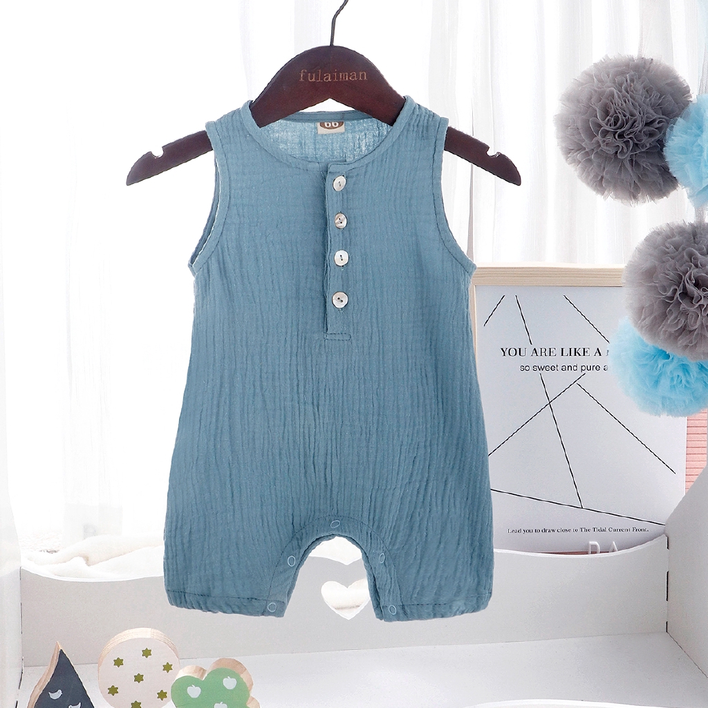 Bộ Áo Liền Quần Một Mảnh Vải Cotton Mềm Mại Cho Bé Sơ Sinh