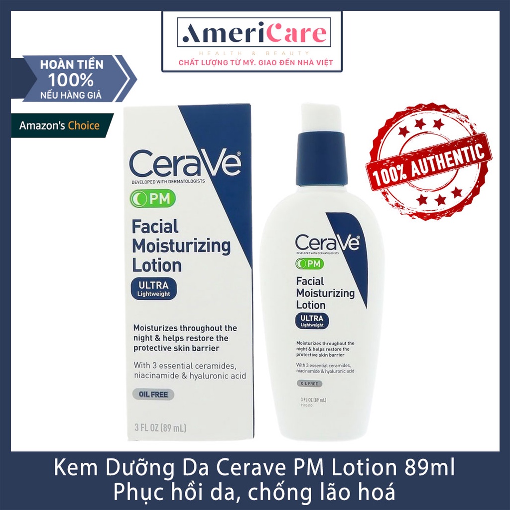 [Bill Mỹ] Kem dưỡng CeraVe PM Facial Moisturizing Lotion PM 4% Niacinamide