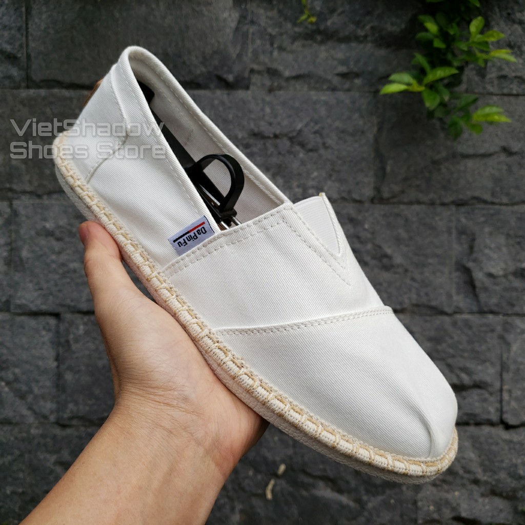 Slip on cói nam - Giày lười vải nam cao cấp - Vải thô 3 màu đen, xám và trắng ngà - Mã SP 2929