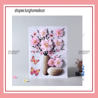 Decal bình hoa 3d dán tường trang trí phòng khách,phòng ngủ,phòng bếp (12 mẫu)