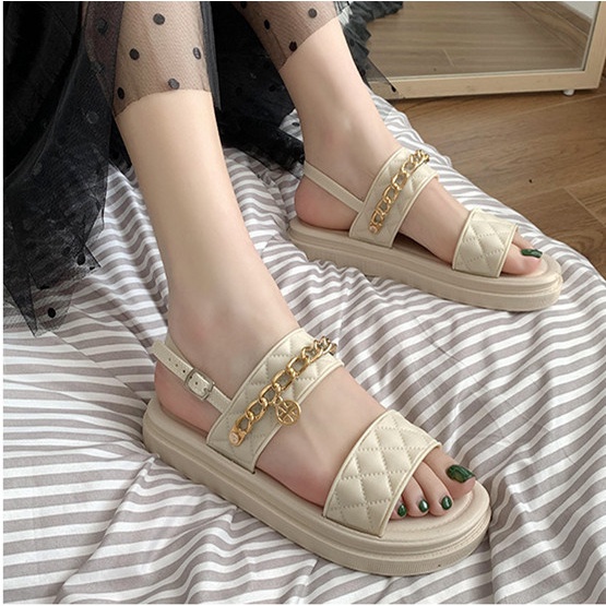 Giày Sandal nữ với dây chuyền đồng😍TAWANA 💖DÉP CAO SU