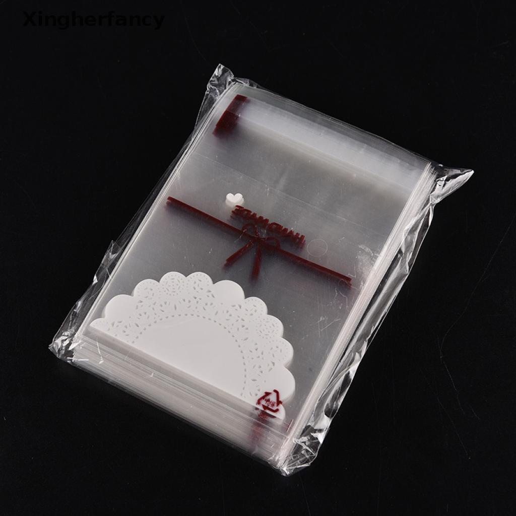 XFVN 100pcs white lace Self Adhesive Cookie Candy Package Gift Bags Cellophane Birthday Hot