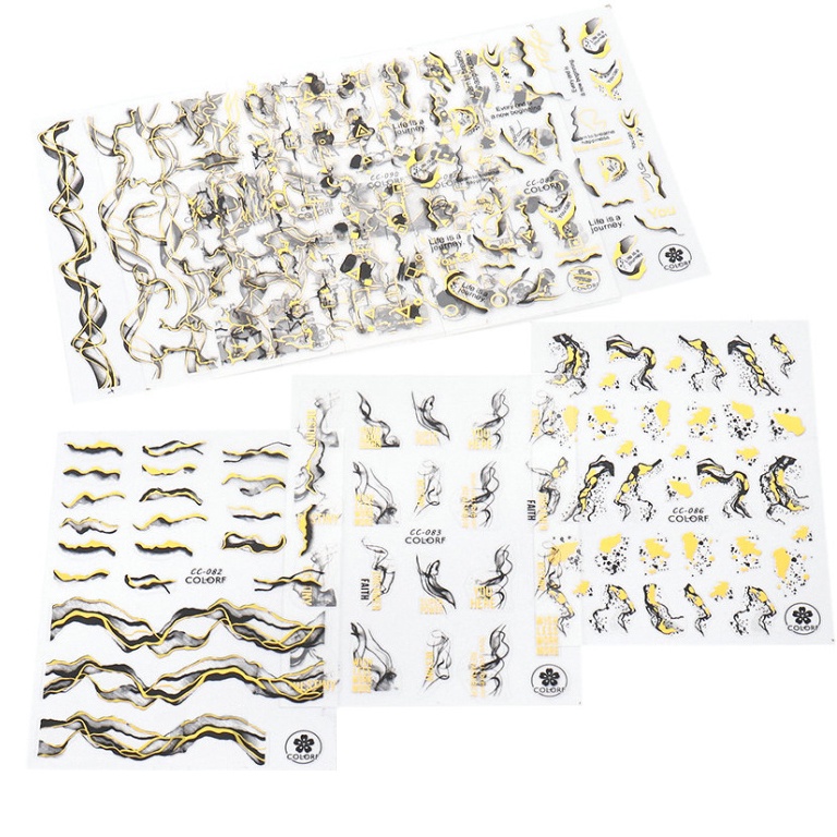 1 Tờ Nhãn Dán Trang Trí Móng Tay Tự Dính Họa Tiết Đường Kẻ 3d Màu Đồng Thời Trang DIY