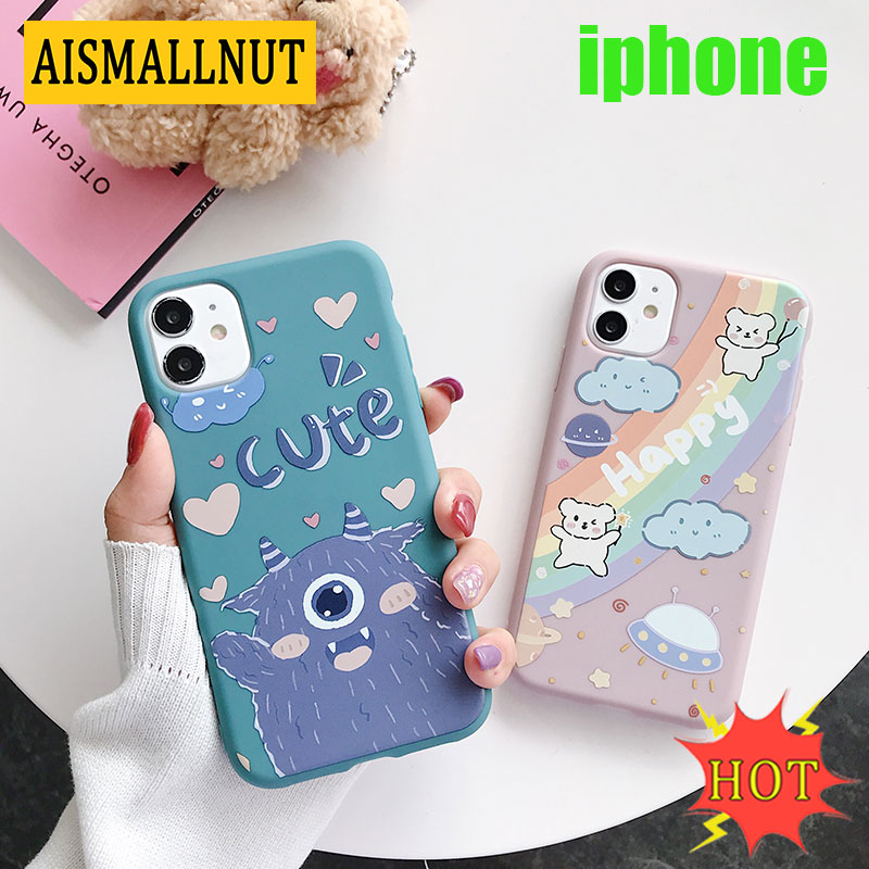 Ốp điện thoại AISMALLNUT họa tiết cầu vồng cho iPhone 6 7 8 8plus X XS XR iPhone11 12 XMax