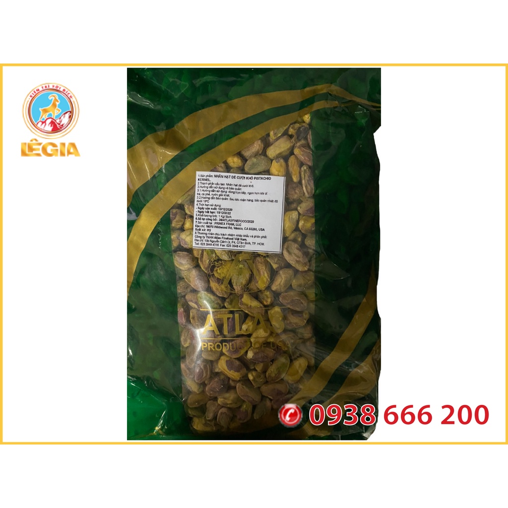Nhân hạt dẻ cười khô – Primex Farms Pistchios 1KG