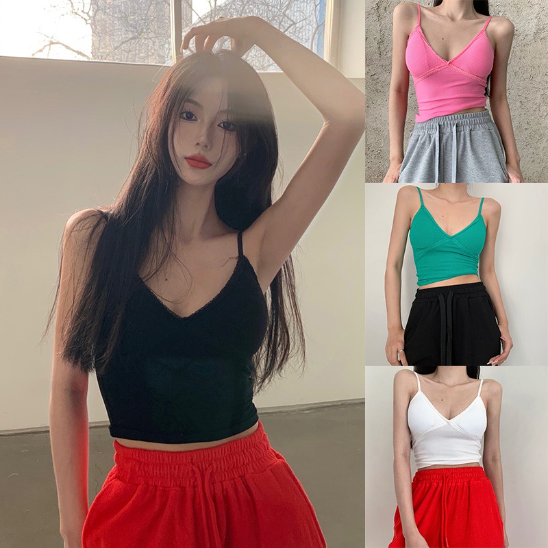 Áo Tank Top Phối Ren Phong Cách Hàn Quốc Dành Cho Nữ
