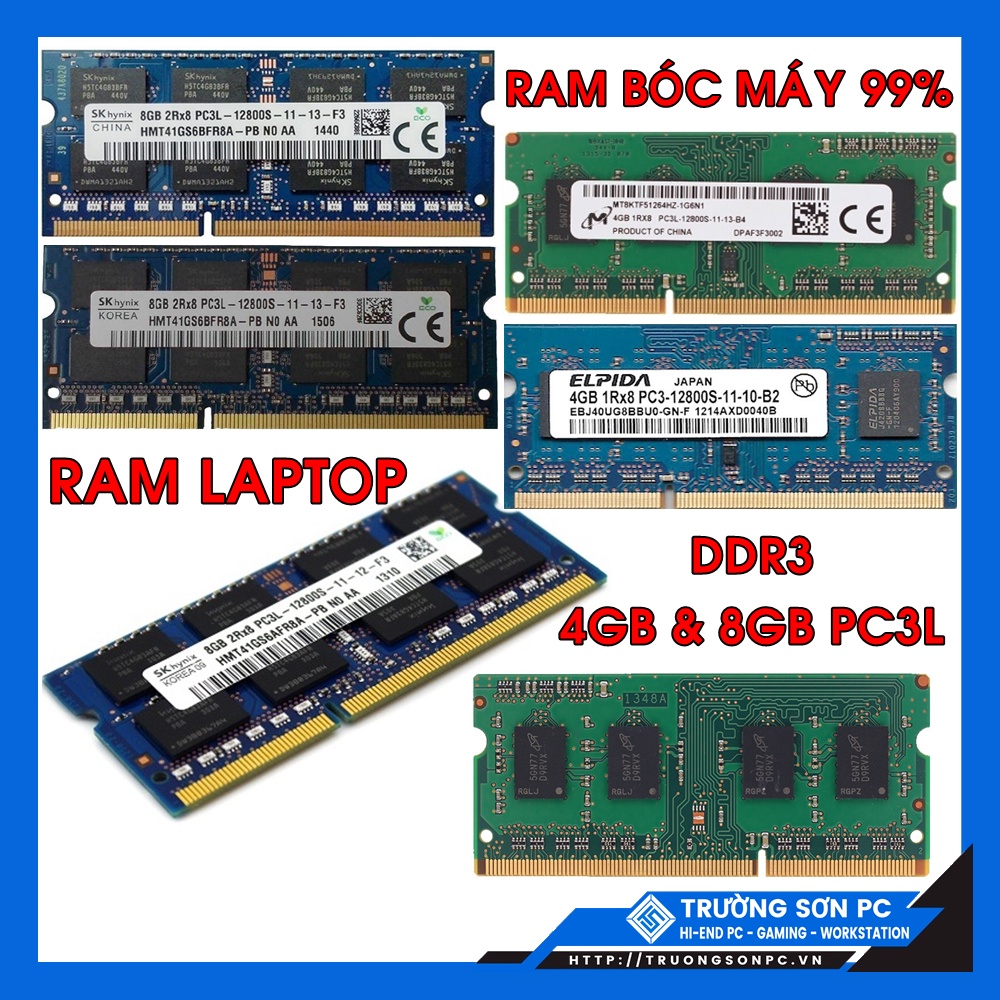 Ram LAPTOP DDR3 8GB 4GB PC3L | Ram Bóc Máy Các Hãng Samsung/ SK hynix/ Kingston/ ELPIDA