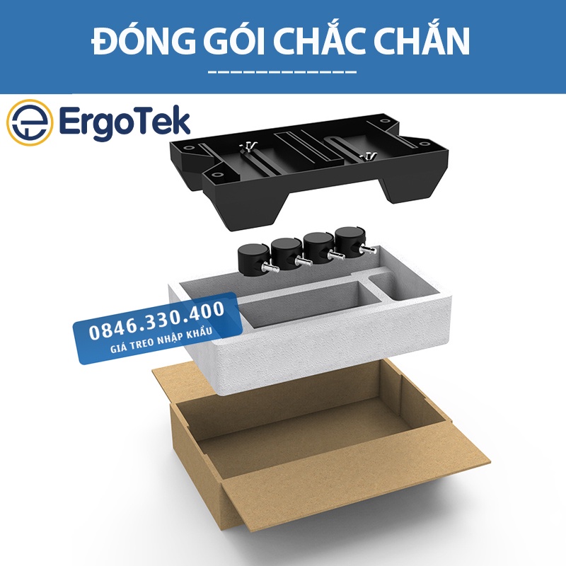 Giá Đỡ Máy Tính Để Bàn - Case PC / ErgoTek EP6 - Chân Đế Để Máy Tính PC - Có Bánh Xe Di Chuyển - Xoay 360 Độ