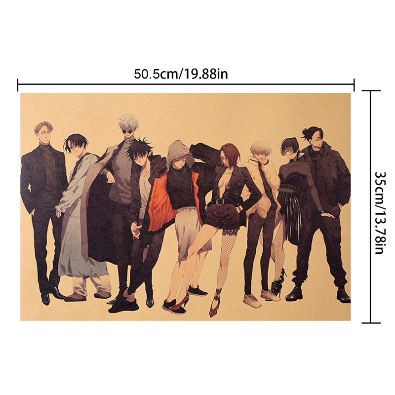 Poster Giấy Hình Anime Jujutsu kaisen Satoru Gojo Yuji Megumi Fushiguro 50x35cm