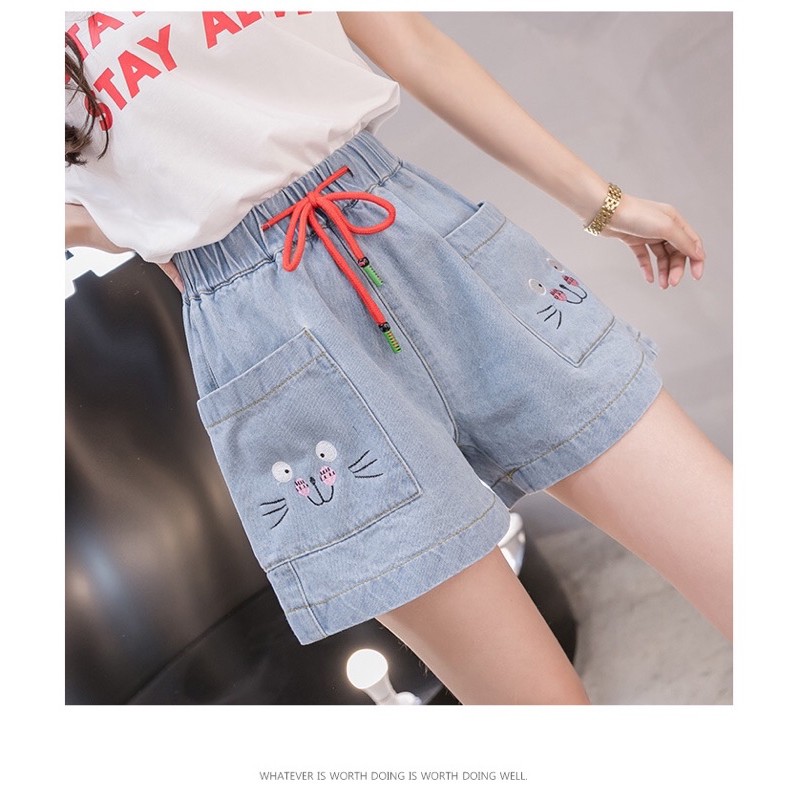 quần short nữ big size lưng thun dây rút mặt thỏ size 70-90kg