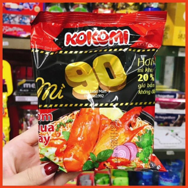 Mỳ gói Kokomi đại vị tôm chua cay sọi to, gói lớn 90gr, 75gr, 65gr