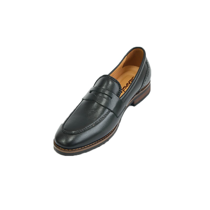 Giày lười công sở da trơn màu đen (HM-177)