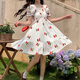 Váy xoè hoạ tiết cherry