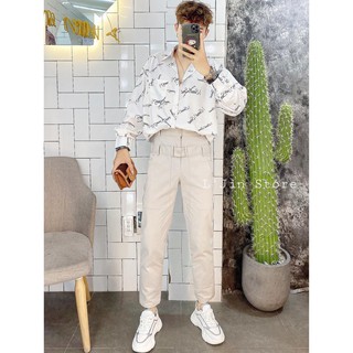 QUẦN TÂY ĐAI THỜI TRANG BA MÀU ĐEN KEM TRẮNG - LJINSTORE