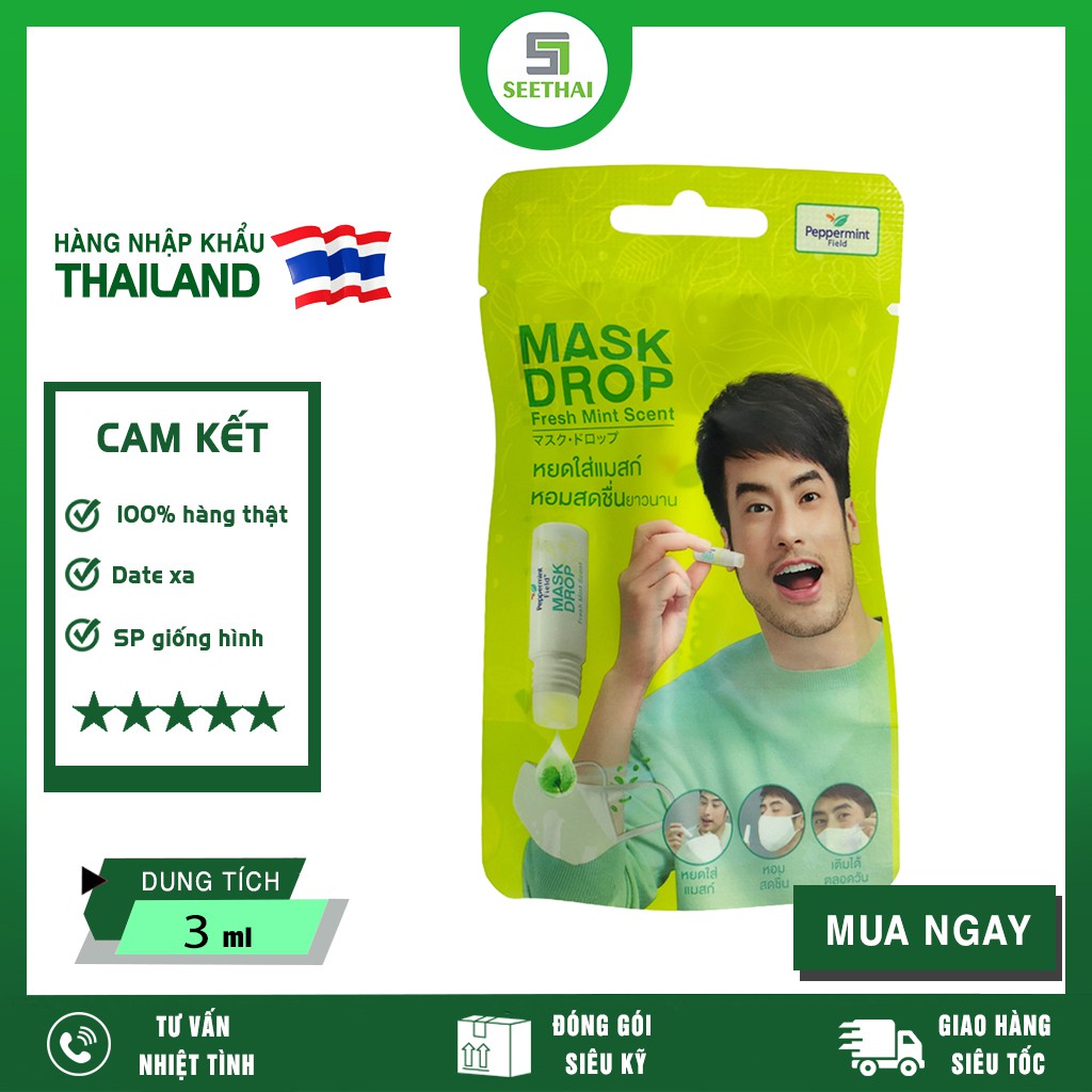 [HÀNG NHẬP KHẨU] Tinh Dầu Khử Mùi Khẩu Trang Mask Drop Fresh Mint Thái Lan 3cc | BigBuy360 - bigbuy360.vn