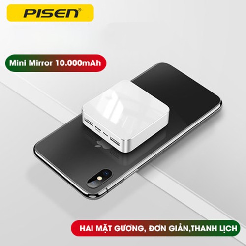 Sạc dự phòng Pisen Mini Mirror 10000mah - Hàng chính hãng