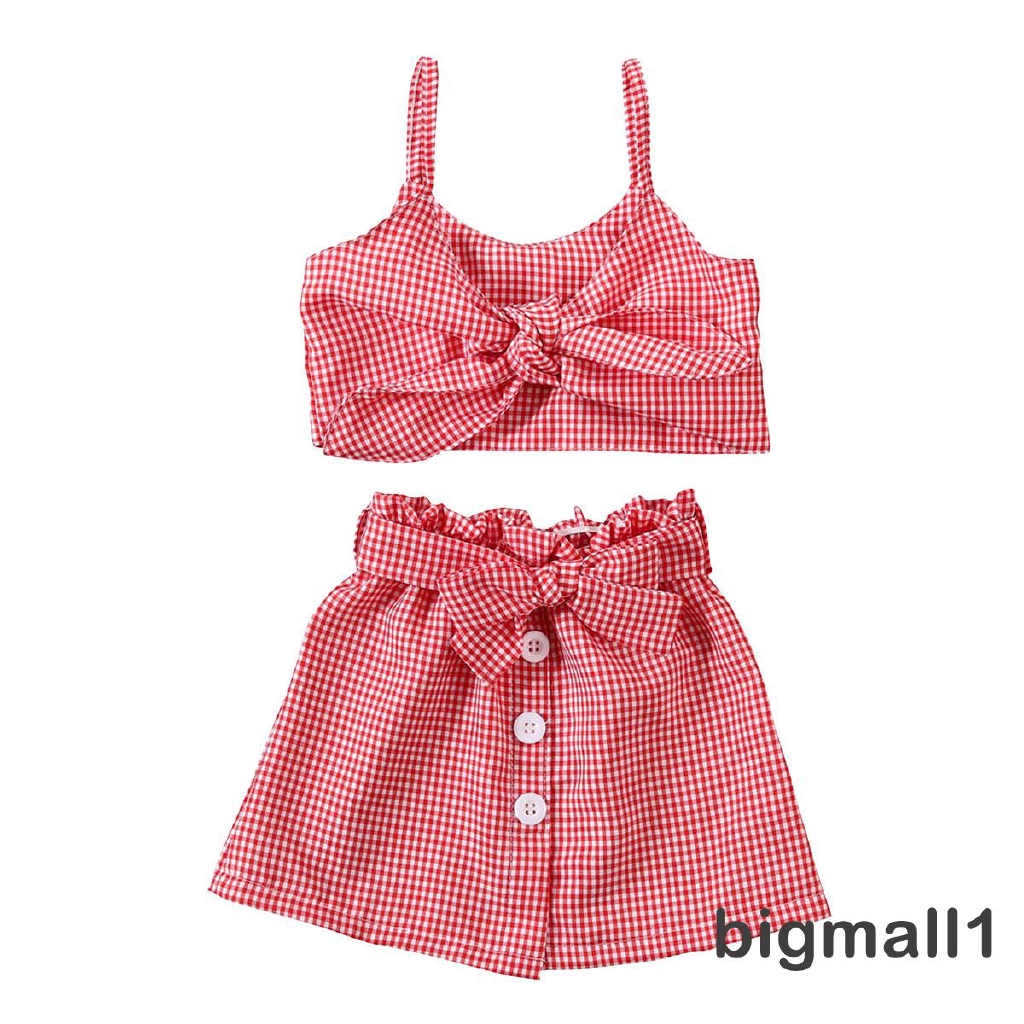 Set Áo 2 Dây Lửng+Chân Váy Chữ A Cho Bé Gái