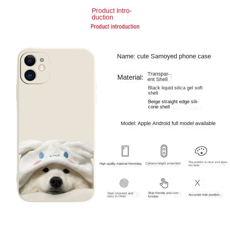 Ốp Điện Thoại Chống Sốc In Hình Chú Cún Samoyer Dễ Thương Cho Iphone 13 Pro 11 Pro Max Xr 6s 7 8 Plus 12 Mini 12 Pro Xs Max