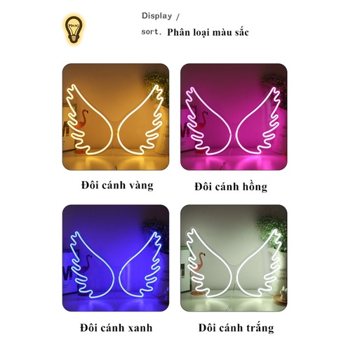 【TẶNG MÓC TREO 】Đèn led neon nhiều mẫu đôi cánh thiên thần quà tặng dịp lễ trang trí DECOR phòng ngủ USB MOXI.