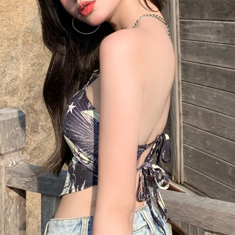 Áo Lửng Hai Dây In Họa Tiết Thời Trang Quyến Rũ Dành Cho Nữ