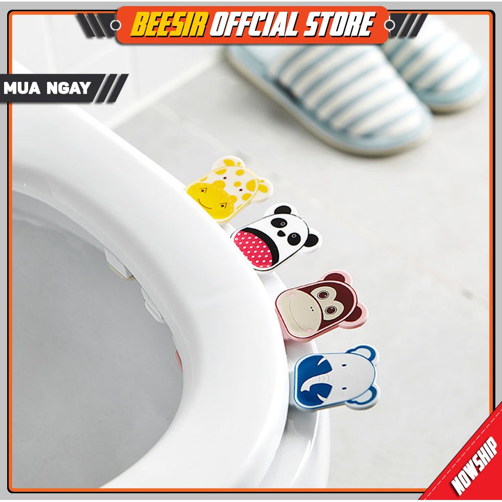 Bộ 02 Miếng Dán Mở Nâng Đóng Nắp Bồn Cầu Tránh Vi Khuẩn Hoạt Hình Đáng Yêu Cao Cấp BEESIR