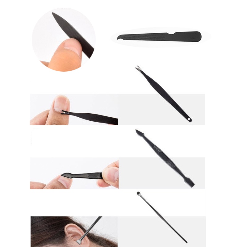Bộ Dụng Cụ 12 Món Bấm, Cắt, Dũa Móng Tay, Nặn Mụn - Hộp Da Dạng Ví Gấp Cao Cấp Chuyên Dụng