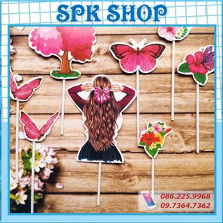 [FREESHIP❤️] Hồng - Set Cắm Giấy - Cô Gái