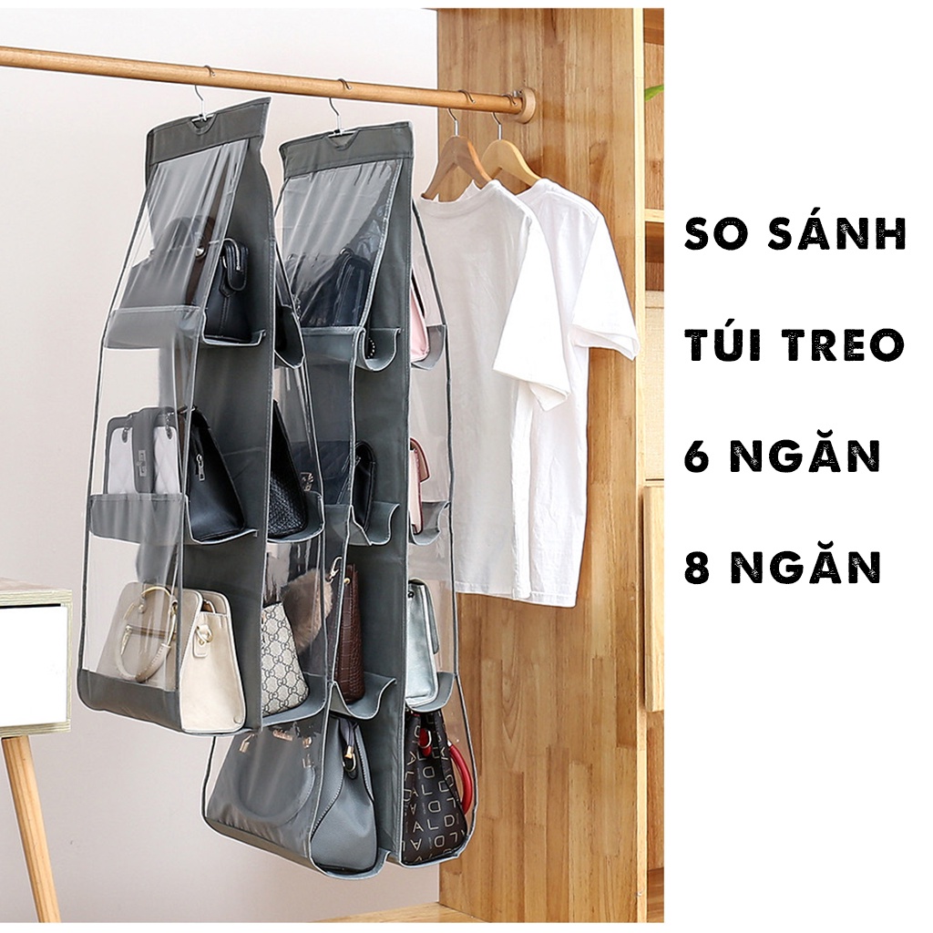 Túi Treo Đựng Giỏ Xách, Đựng Đồ - Giỏ Treo Túi Xách Chống Bụi Bẩn 6 Ngăn và 8 Ngăn – Hàng Nội Địa Trung – BLUE DEER