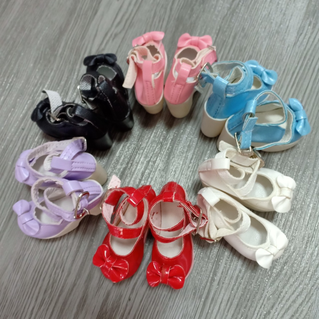 Giày Búp Bê 60cm BJD1/3 Các Mẫu Giày Cao Gót size 7.8*5cm cao 9 Phân  Đính Nơ xinh xắn