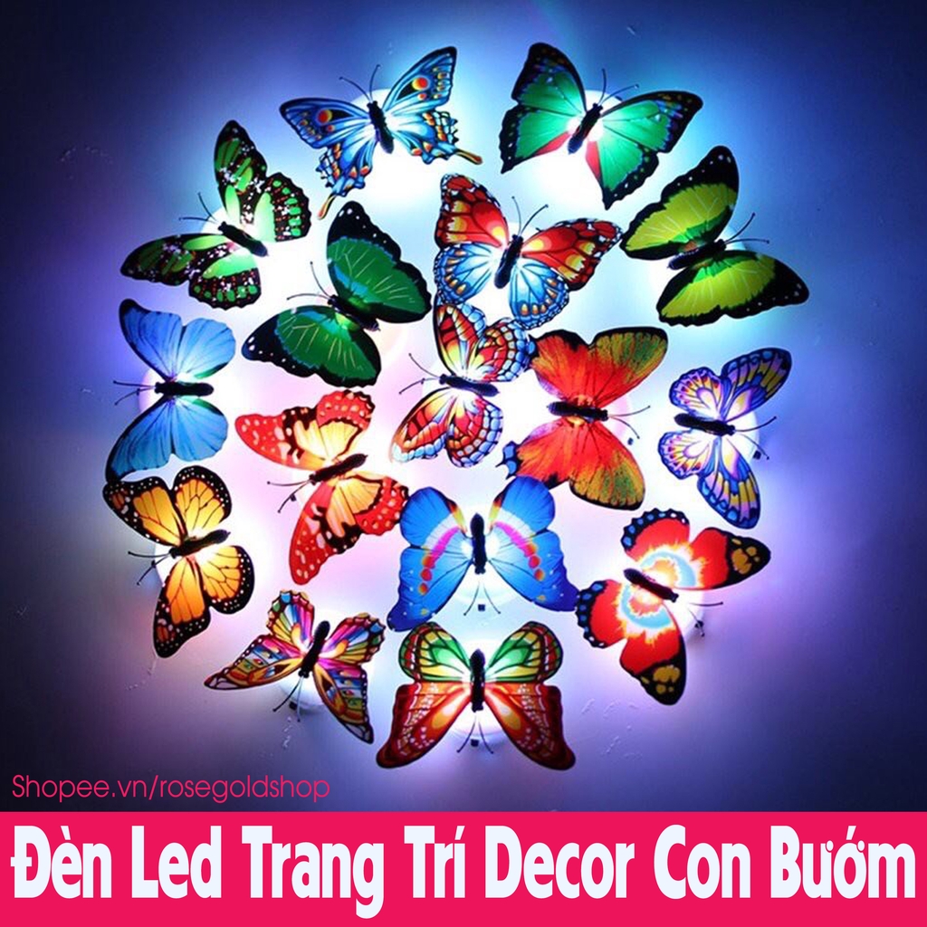 Đèn Led Dán Tường Hình Con Bướm | Đèn Ngủ Led Nháy Nhiều Màu | Đèn Trang Trí Decor