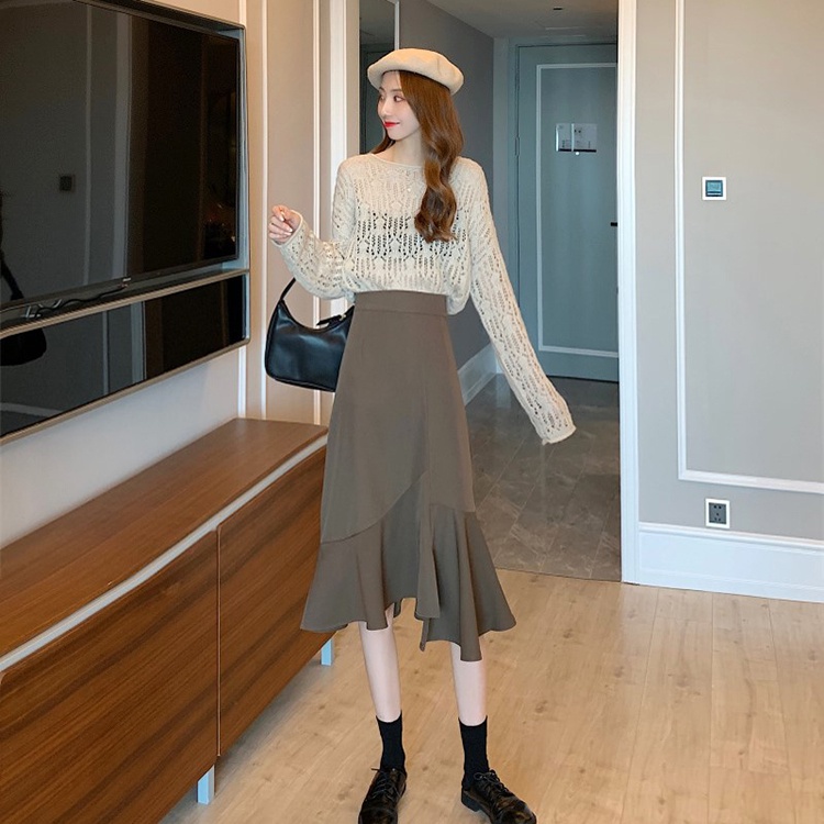 Chân váy IELGY dáng chữ A lưng cao phong cách Hàn Quốc thời trang dành cho nữ