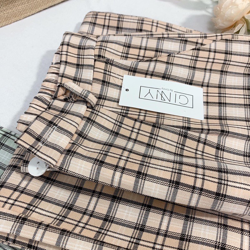 Quần Kẻ Caro Dáng Rộng Lưng Cao ULZZANG | Phong Cách Hàn Quốc | Kèm Ảnh Thật | BigBuy360 - bigbuy360.vn