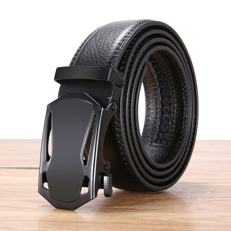 Thắt lưng nam khóa tự động mặt đen thời trang da PU cao cấp T111