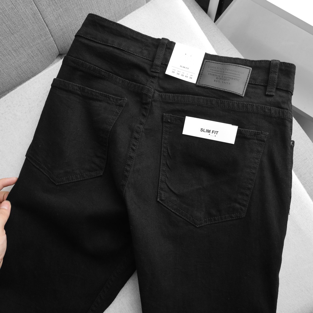 Quần Jean Nam Đen , rách gối, chất vải cao cấp Co dãn 4 chiều