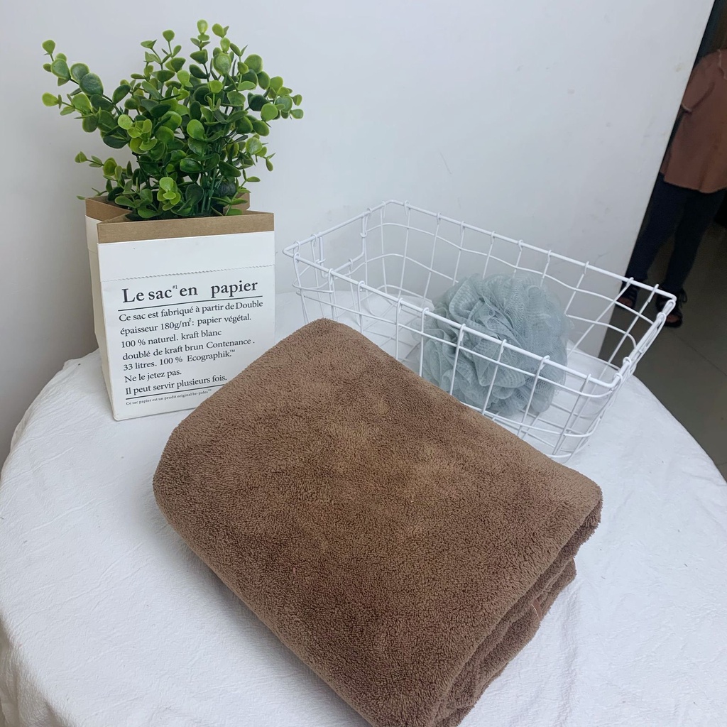 Khăn tắm lông cừu xuất Hàn kích thước 140x70cm siêu thấm hút mềm mịn