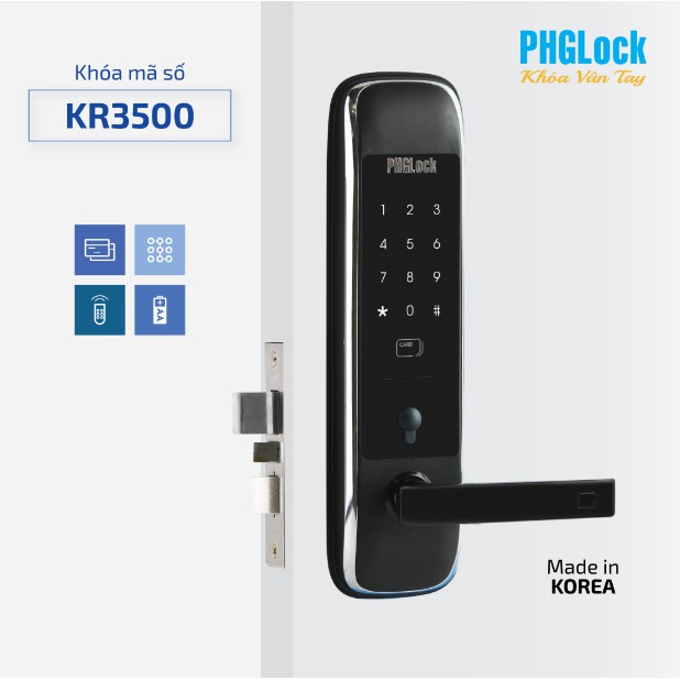 Khóa Thẻ Từ Và Mã Số PHGLock KR3500 Remote Điều Khiển Từ Xa, Chuông Báo Chống Trộm, Tích Hợp Thông M