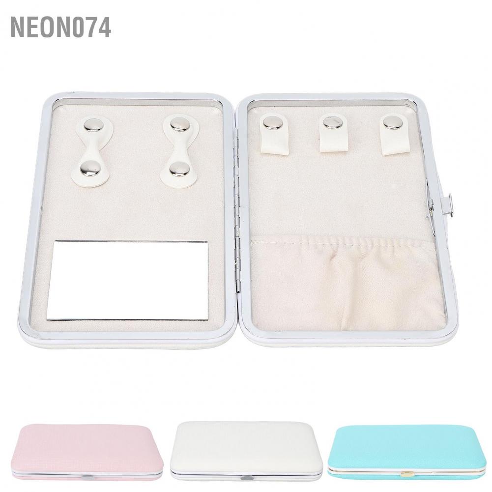 Neon074 Hộp đựng đồ trang sức cầm tay Kích thước lớn có gương cho nhẫn Hoa tai Vòng cổ