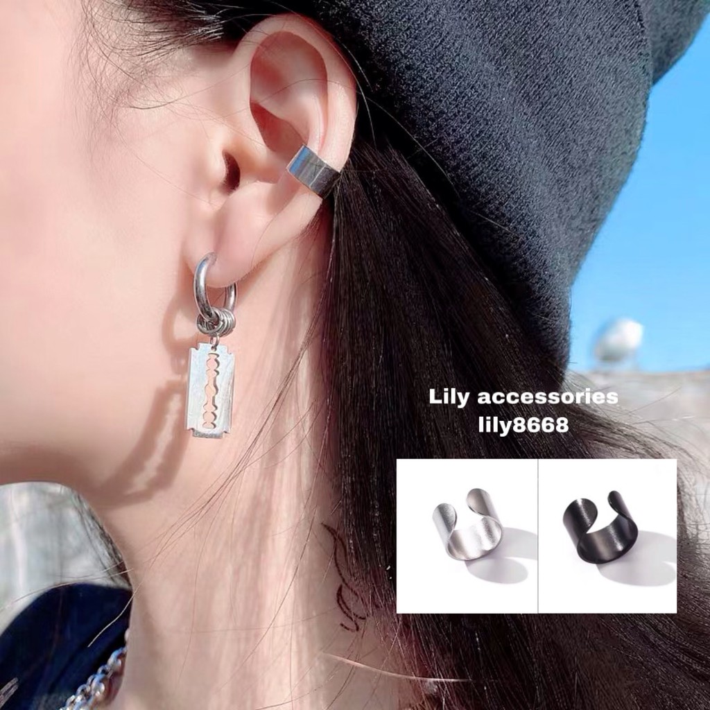 Ear cuff kẹp tai titan trơn cho nam nữ không cần xỏ lỗ không gỉ không đen không dị ứng