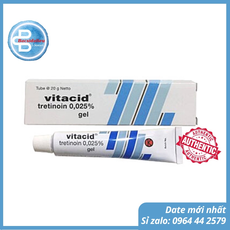 Tretinoin Vitacid Gel 0.025% - 0.05% - 0.1% - kem hỗ trợ giảm mụn, chống lão hóa