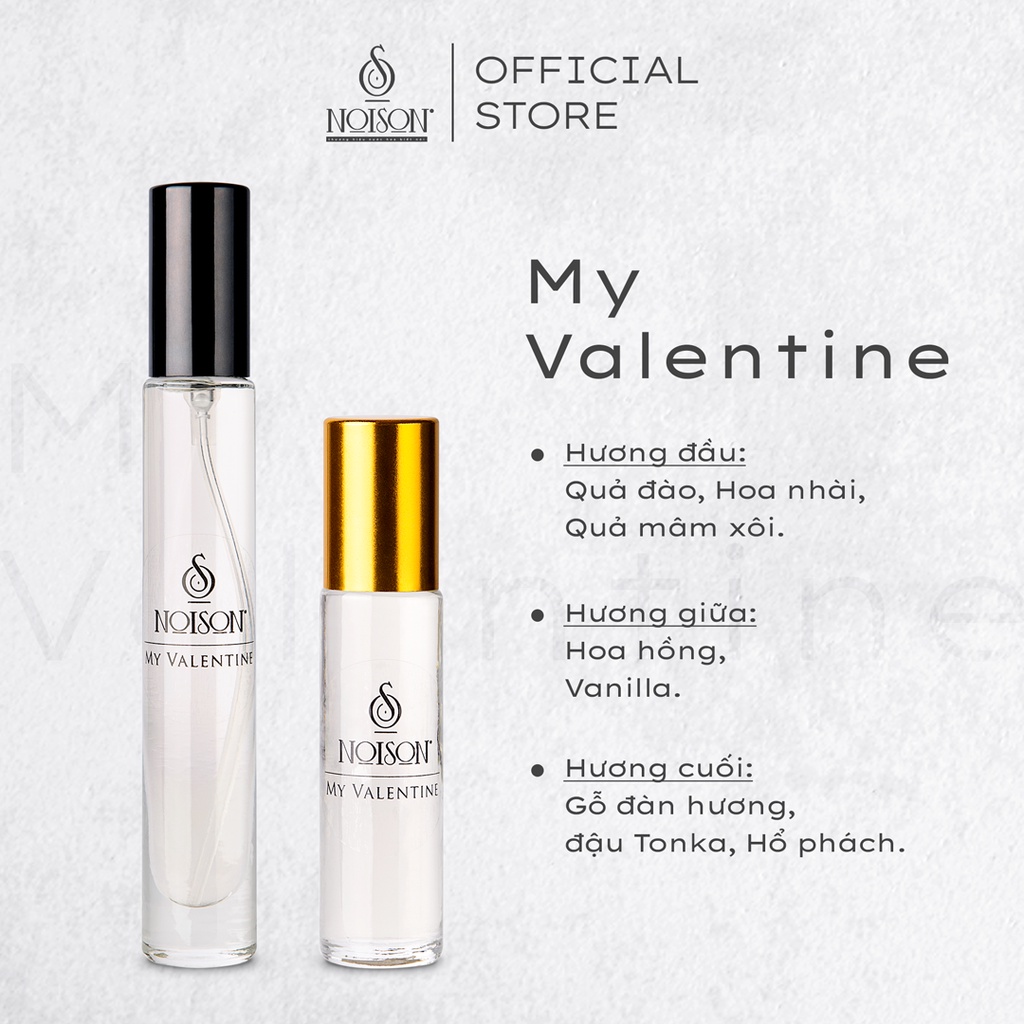 Tinh dầu Nước hoa Nữ My Valentine by Noison dạng lăn 10ML | Hương thơm kẹo hoa hồng và trái đào trẻ trung |