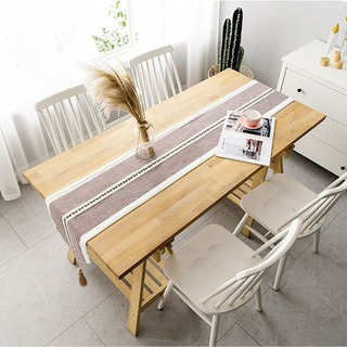 KHĂN RUNNER LAN DECOR TBR422 SỌC NÂU TRẮNG