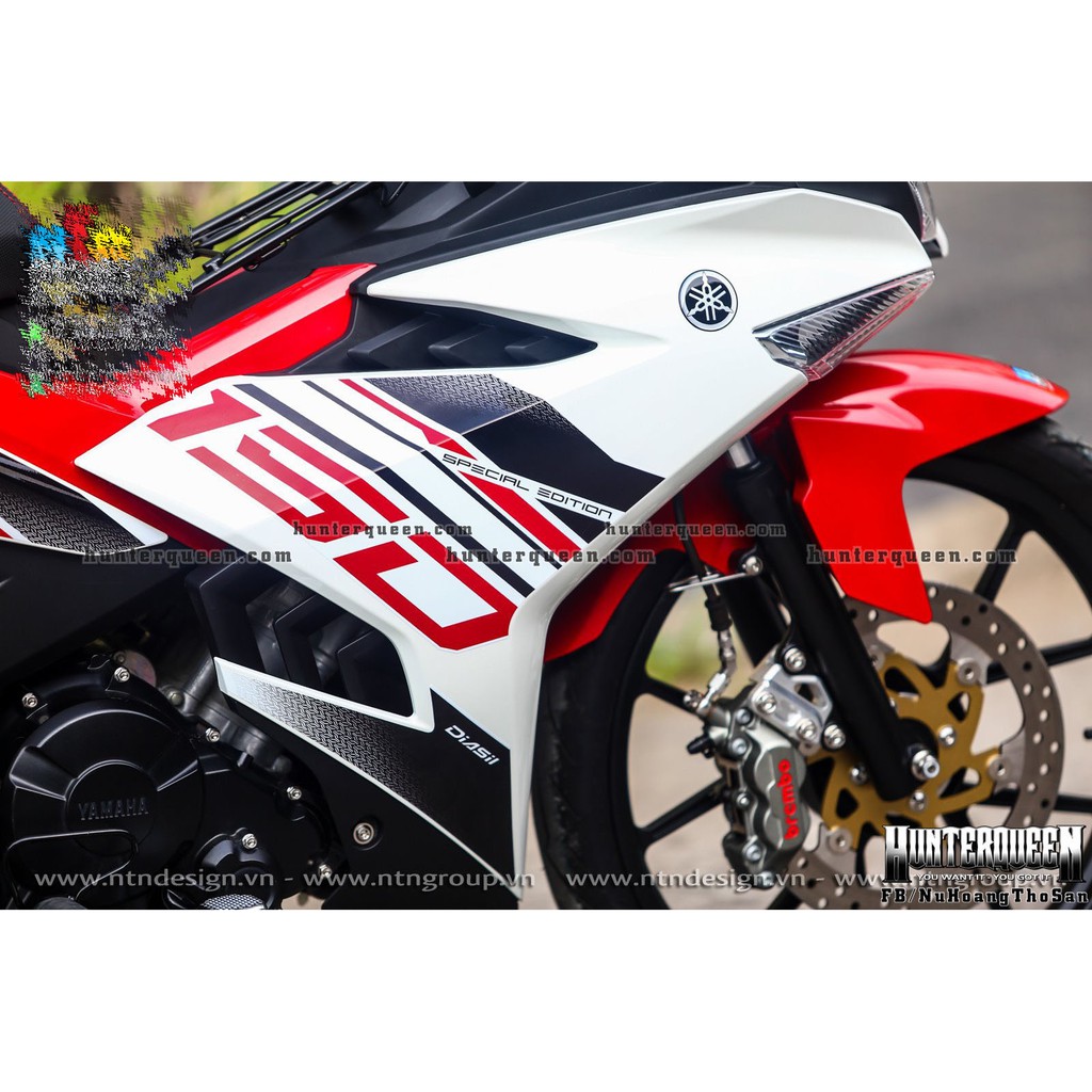Tem rời Y15ZR phiên bản 2021 trắng đỏ. Decal cao cấp dán xe Exciter 150, chống nước, bền màu
