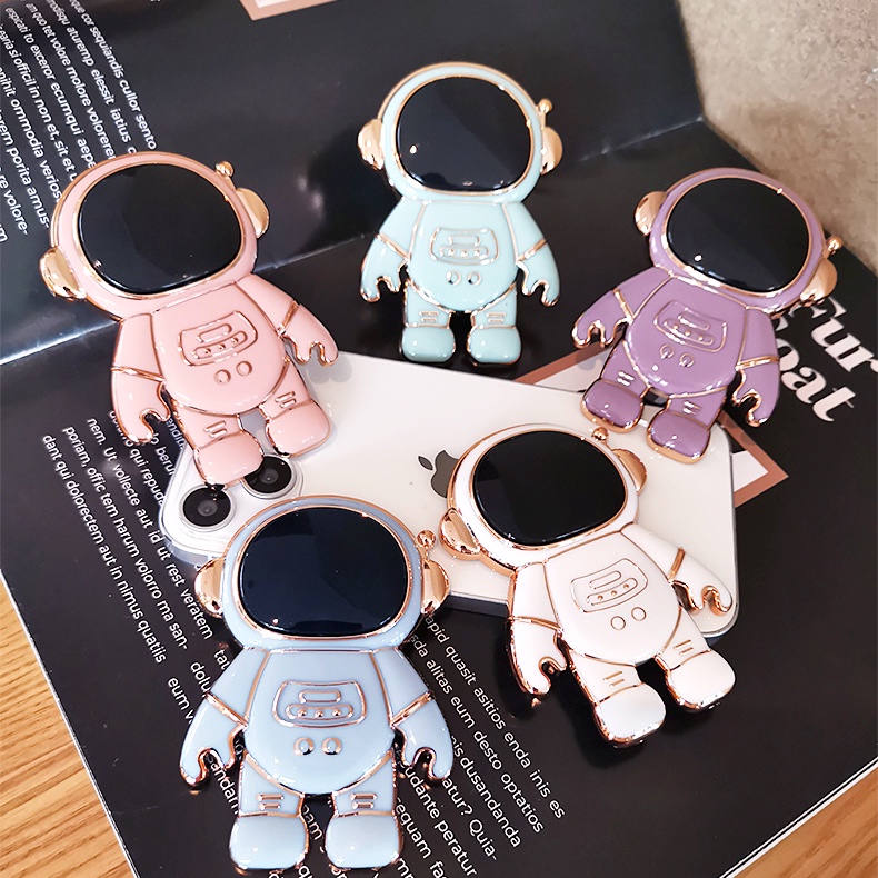 Giá đỡ phi hành gia 7 màu viền mạ vàng chống lưng sẵn keo dán cho điện thoại