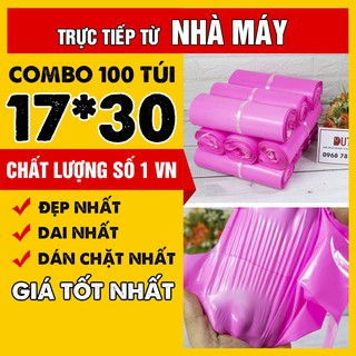 [SALE SỐC] 100 Túi Đóng Hàng Niêm Phong Tự Dính Gói Hàng Nhanh, Tiết Kiệm, Tiện Lợi Màu Hồng Size 17x30
