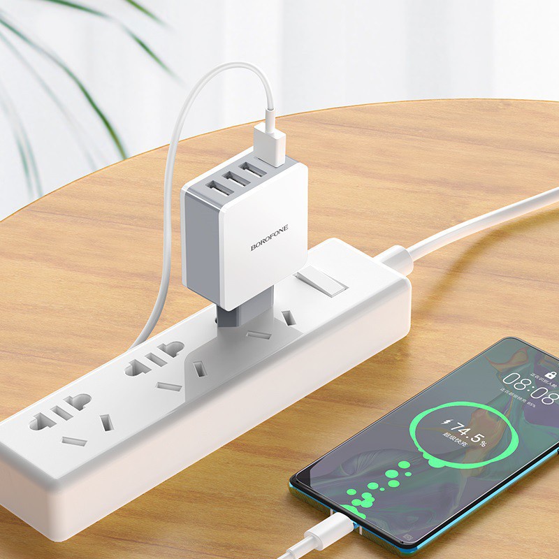 Củ Sạc Nhanh QC3.0 18W Ba43A 4 Cổng USB - Bảo Hành 12 Tháng