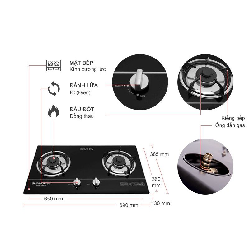 Bếp gas âm Sunhouse SHB 501MT