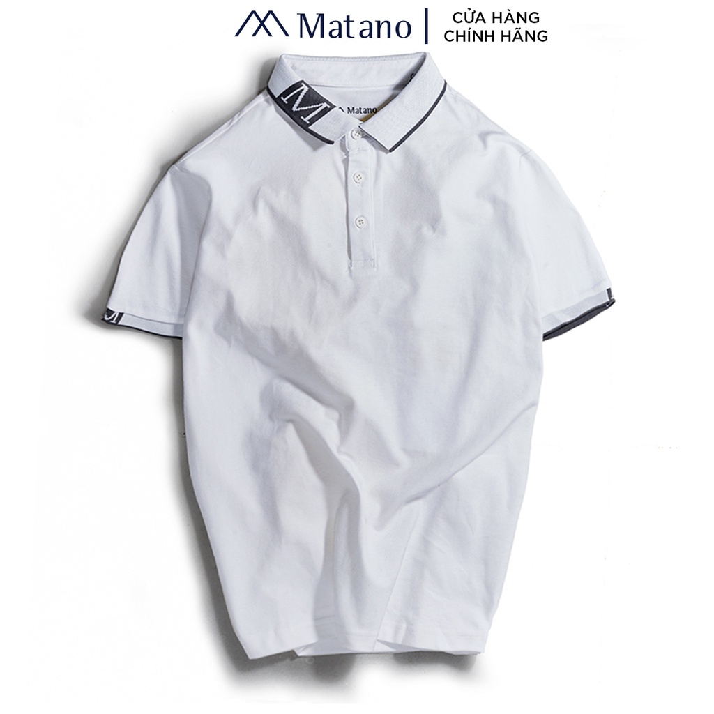 Áo polo nam có cổ MATANO 071 - Áo thun polo nam in hình gấu PO071 cổ trụ, vải cá sấu cotton cao cấp