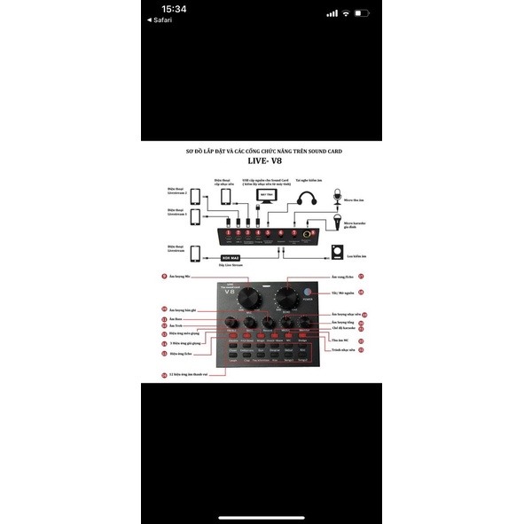 Trọn Bộ Combo Micro  ami 990  + Soundcard V8 + Full Phụ Kiện  GIÁ 599K tang  Tai Nghe Bluetooth s6