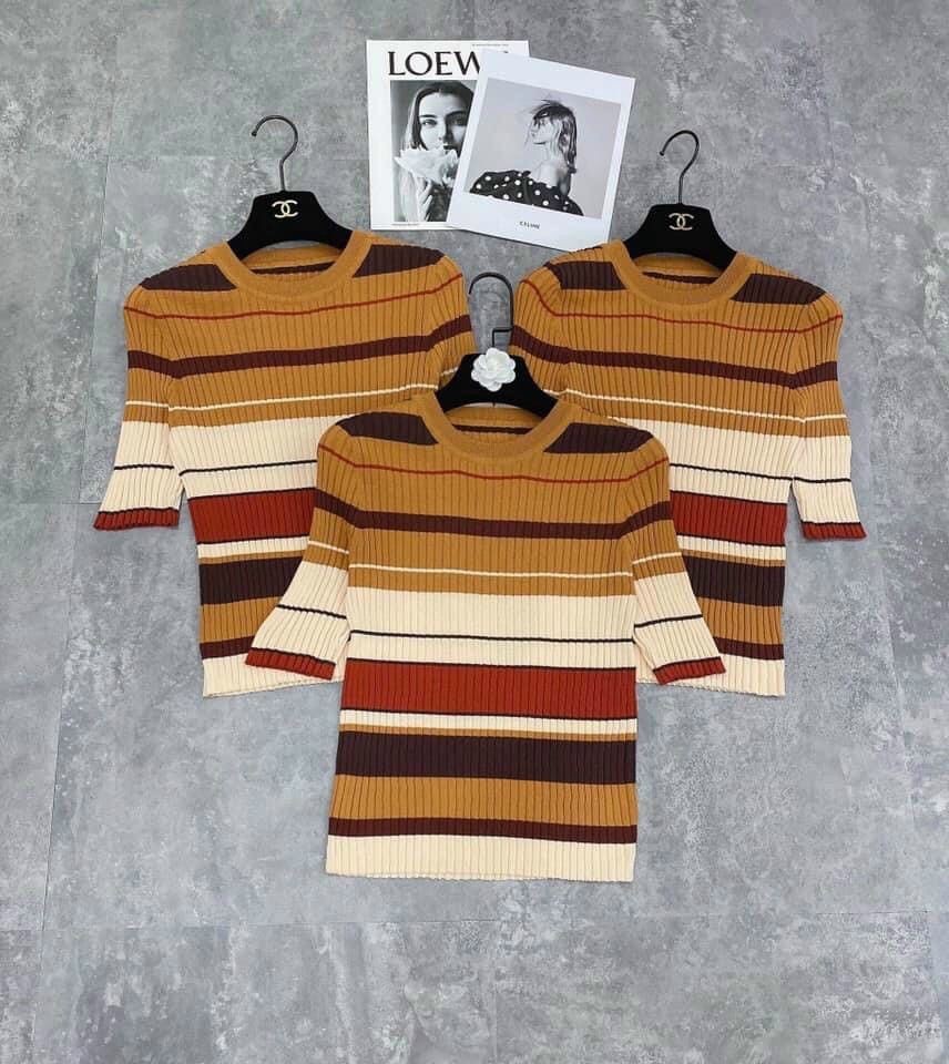 Áo montoghi kẻ cổ tròn pha màu nhiều màu sắc | BigBuy360 - bigbuy360.vn