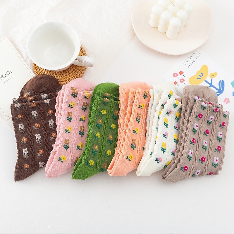 TL27 Tất vớ nữ thêu hoa Lolita tiểu thư xinh yêu